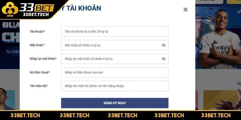 Thực hiện lệnh đăng ký bắt đầu quy trình tạo tài khoản